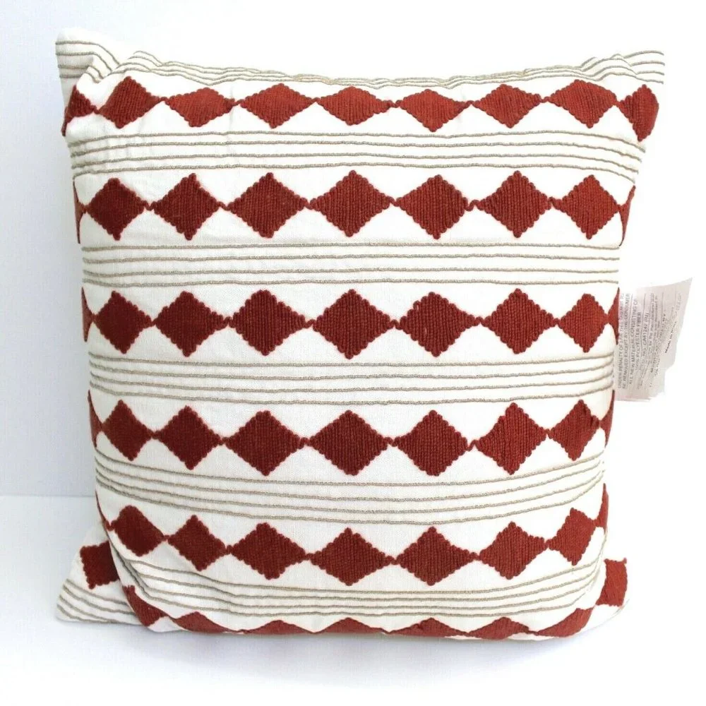Nate Berkus Decorative Embroidered Diamond Cord Throw Pillow Decoration